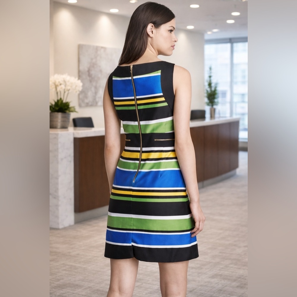 🏵TAHARI STRIPED MULTI COLOR SHEATH - Picture 2 of 5